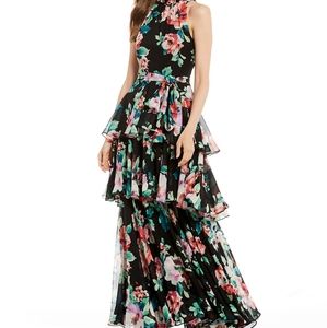 Alex Marie Tiered Floral Mockneck Dress